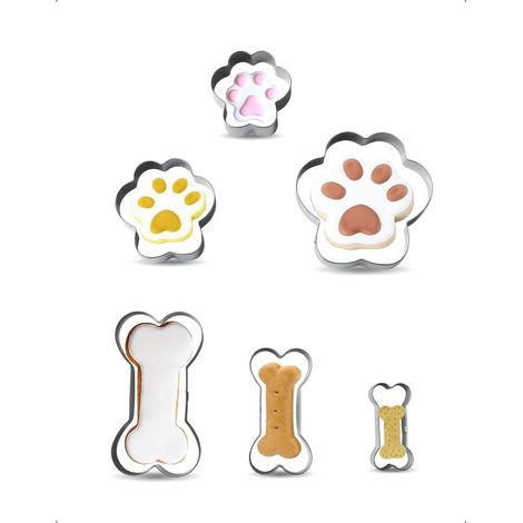 Lot de 6 emporte-pièces forme os patte de chien inox biscuits friandises (1/5)