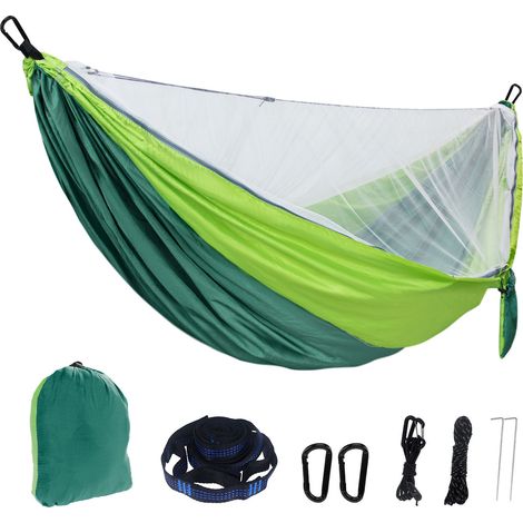 Hamac de moustiquaire de camping anti-moustique extérieur, hamac de voyage de camping respirant et ultra-léger, vert foncé et vert fruit (1/5)