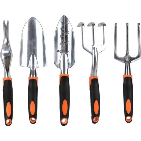 [NEVER USED] Set of 5 orange garden tools, lightweight and rust-resistant aluminum alloy, garden gift