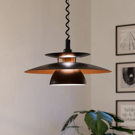[GEBRAUCHT] B-Ware Eglo Hängeleuchte Brenda LED Pendelleuchte dimmbar schwarz kupfer 110cm Höhe (1/2)