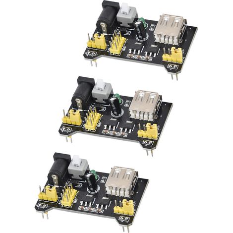 Module d'alimentation pour plaque d'essai MB102 (3 pièces) : alimentation CC 6,5-12 V, USB 3,3 V/5 V. (1/5)