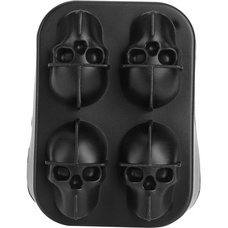 2 Pièces Moule à Glace en Silicone Forme de Crâne, 4 Cases, pour Cocktails et Boissons (1/5)