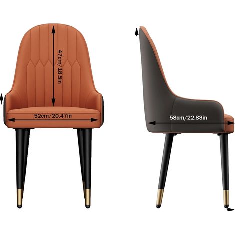 Chaises de salle à manger, Design de luxe, Sièges confortables, Orange1177-2pcs (1/2)