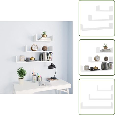 Étagères murales 3 pcs Blanc Bois d'ingénierie - Etagere Murale - Etageres Blanches - Rangement Mural - Decoration Murale - Meuble Design (1/5)