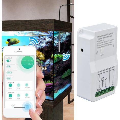 Module de commutation température/humidité WiFi à double sortie relais avec sonde de température 90-250 V pour l'application TUYA Smart (1/5)
