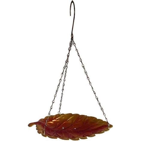Hängender Vogelfutterspender für den Außenbereich, großer Vogeltränkebehälter, Vogelbad, Gartendekoration aus Metall für Rasen, Hof und Terrasse-26x16x36cm-red (1/5)