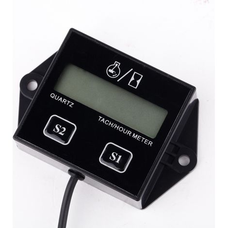 LCD-Drehzahlmesser, Betriebsstundenzähler, Drehzahlmesser, Zeitanzeige, Zündkerzenanzeige, Motor, Motorrad, ATV, Induktion, wasserdicht, CR2450, Schwarz, 99999H, 30030000 U/min.