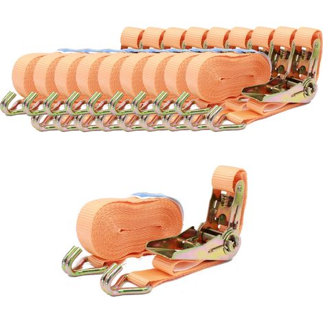 10x Profi Ratschen Spanngurt Spanngurte Zurrgurt 2-tlg 6m 0,8t 0,8to 800kg TÜV/GS ORANGE (1/2)