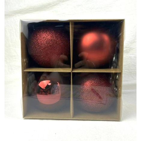 Lot de 4 boules de Noël Svea en plastique grenat D. 100 mm - Feeric lights & christmas (1/5)