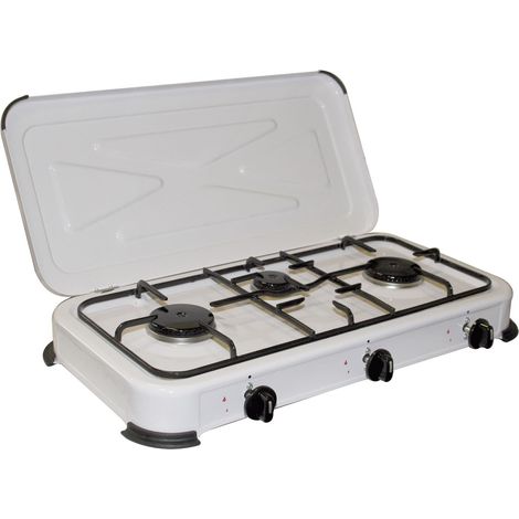 Fornello cucinino portatile BB gas GPL a 3 fuochi in acciaio Niklas