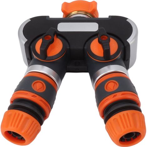 Robinet diviseur adaptateur 1 entrée 2 sorties 2 voies haute pression pour lavage voiture jardin extérieur (1/5)