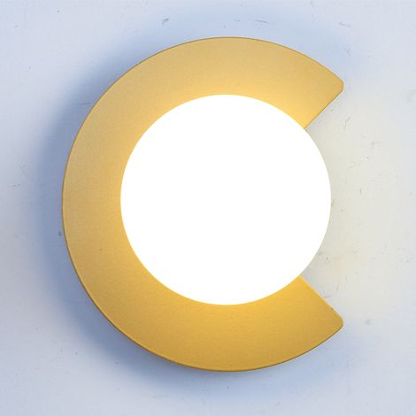 Applique, Lampada da comodino creativa, Lampada da parete LED con lampadina, Lampada da soffitto moderna, 20 x 20 cm, Oro (luce bianca) (1/5)