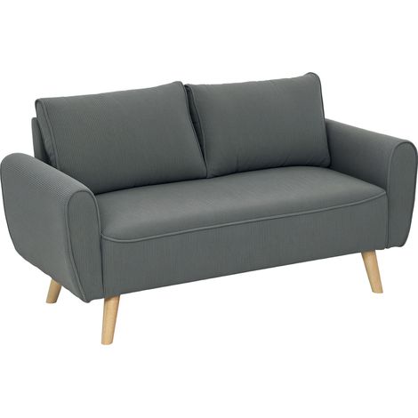 Divano a 2 posti in velluto a coste con 2 cuscini, 145 x 75 x 78 cm, grigio scuro, MODENUIT (1/5)