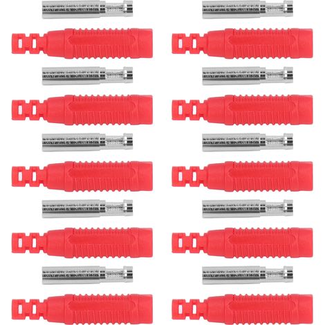 Lot de 10 prises femelles bananes, connecteurs jack PA en laiton, tube isolé, adaptateurs à sertir J.10031, rouge. (1/5)