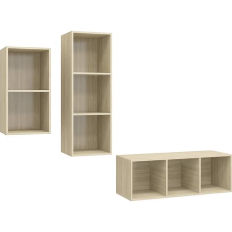 Maison Exclusive - 3-tlg. TV-Schrank-Set Sonoma-Eiche Holzwerksto