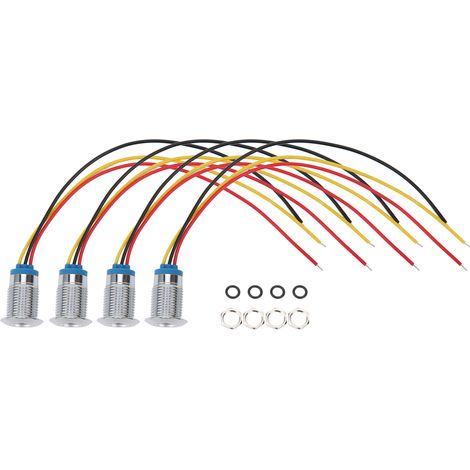 Stück 12 mm wasserdichte LED-Anzeigeleuchten 110-220 V, rot und gelb für industrielle Steuerung