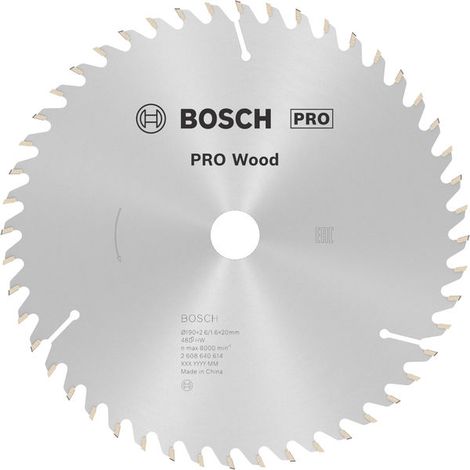 Bosch PRO Wood Circular Saw Blade 190 x 2.6 x 20 mm T48 2608640614