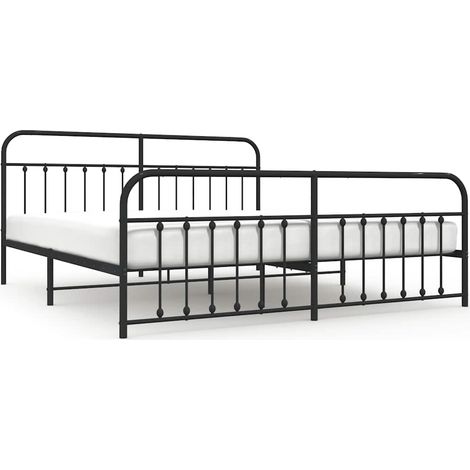 Maison Exclusive - Giroletto con Testiera e Pediera Metallo Nero 193x203 cm (1/5)