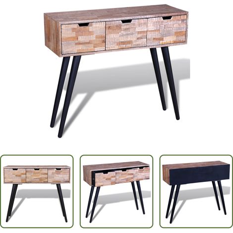 Meuble en bois recyclé - Table console avec 3 tiroirs Bois de teck recyclé (1/5)
