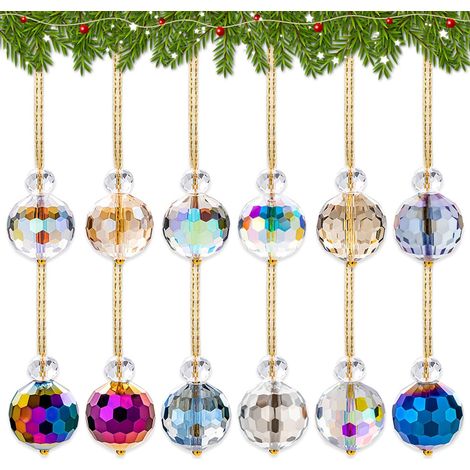 12 bolas de cristal con purpurina abiertas, decoraciones colgantes para interiores y exteriores, ideales para bodas y Navidad. (1/4)