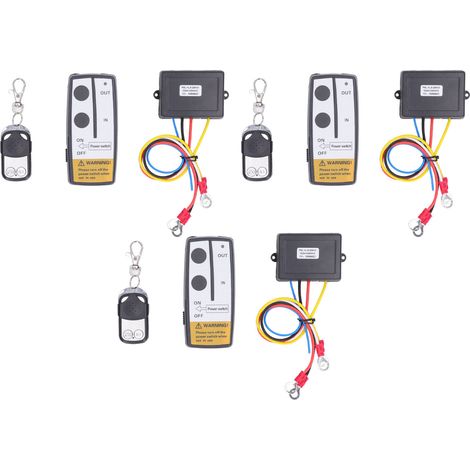 3 télécommandes universelles sans fil pour treuil électrique avec 3 récepteurs et 3 clés de télécommande (1/5)