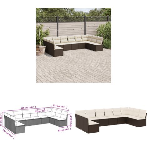 10-tlg. Garten-Sofagarnitur mit Kissen Braun Poly Rattan - Gartenmöbel - Sofa Set - Rattan Möbel - Outdoor Sofa - Gartenlounge - Home & Living (1/3)