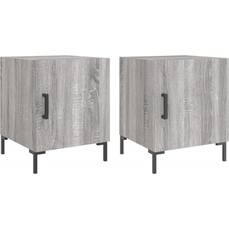 Set 2 comodini con vano con anta 40 x 40 x 50 cm in legno ingegnerizzato grigio e ferro DEC035716