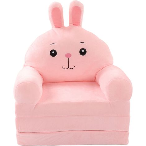 Canapé-lit pliable rose mignon pour enfants, avec dossier et accoudoirs, idéal pour le salon et la chambre. (1/5)