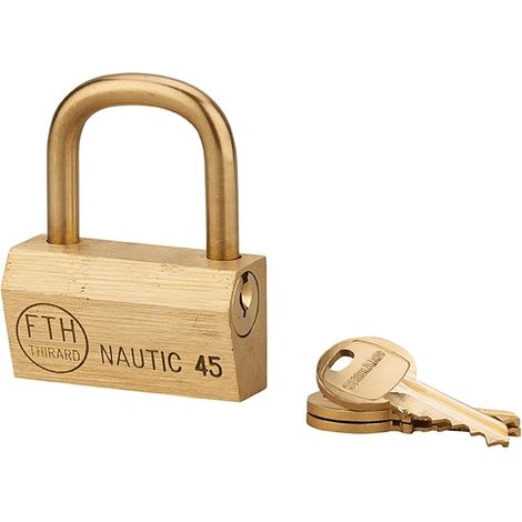 Lucchetto Ottone Nautic 45mm, 3 chiavi, anticorrosione, waterproof, uso esterno arco ottone - THIRARD