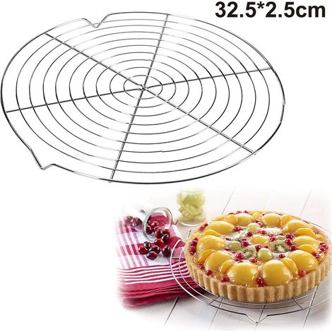 Grille de cuisson ronde à gâteaux, grille de refroidissement pour pain et gâteaux Ø 32,5 cm, pour un refroidissement uniforme et rapide. (1/4)
