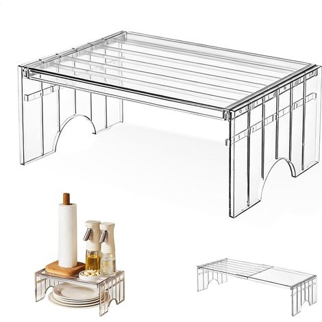 Expandable Kitchen Cupboard Storage Shelf, Kitchen Storage Shelf, Pull-Out and Adjustable Organizer Shelf for Worktop and Wardrobe (1/5)