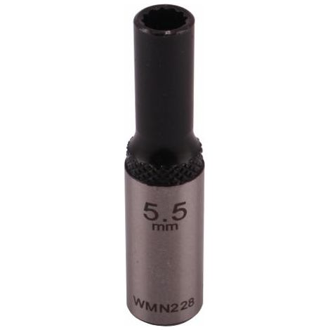 Douille 1/4" à douze pans. 5,5 mm. de longueur. CrV50BV30. DIN 3124. Waryński (1/4)