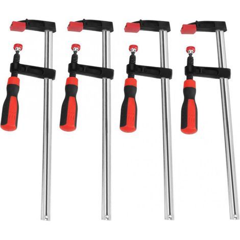 Set of 4 heavy-duty F-clamps for woodworking, quick-release bar clips, DIY hand tool kit, 50 x 300 mm (1/5)