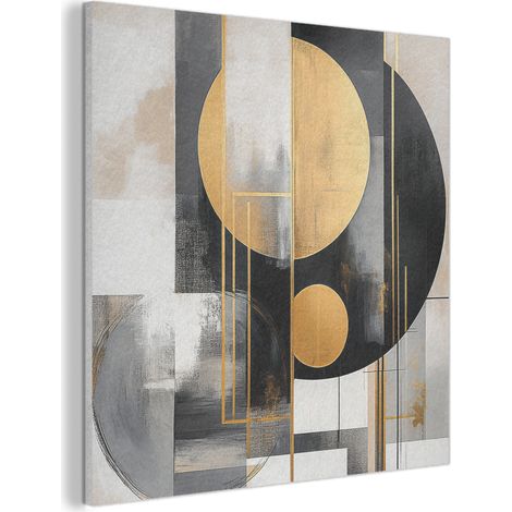 CUADRO ACÚSTICO Abstracto - Oro - Plata - Formas - Estética - Moderno Cuadros Decoracion Salon Modernos 90x90