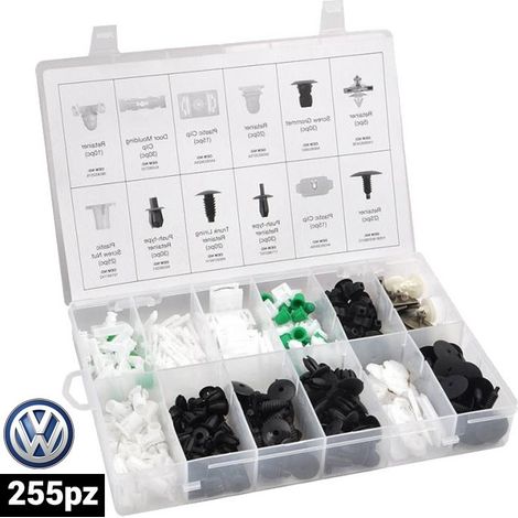 SURTIDO GRAPAS, CLIPS Y TAPONES PARA CARROCERIA VOLKSWAGEN (VW) 255 PIEZAS
