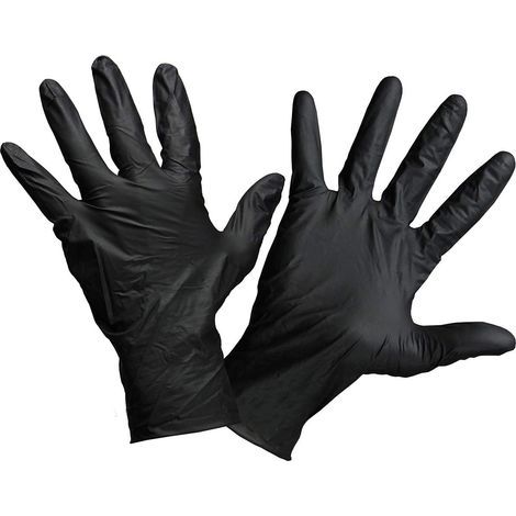 Black nitrile disposable gloves – Box of 100 – Size S (8/9) – Chemical resistant – Non-slip (1/5)