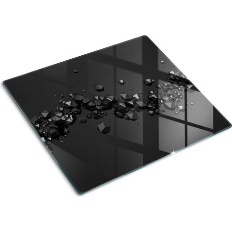 Planche de cuisine, couvre plaque, verre planche découper, verre trempé – 60 x 52 cm - 3D