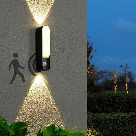 Applique murale LED avec détecteur de mouvement étanche IP65 pour extérieur et intérieur en acrylique moderne jardin Noir (1/4)