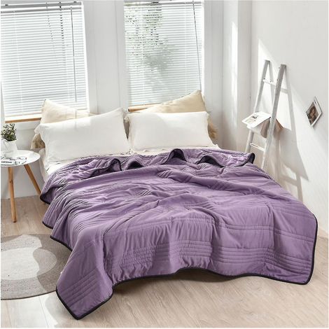 Couverture ultra rafraîchissante pour lits jumeaux et doubles, ultra douce et lavable, pour adultes et enfants - 180 x 220 cm - Violet (1/3)