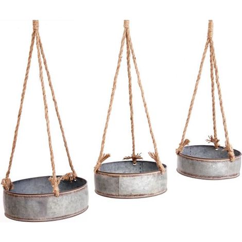 Set portes plantes à suspendre en zinc (Lot de 3)
