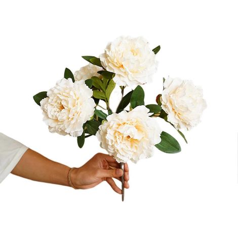 Plante artificielle de qualité supérieure, détaillée et anti-chute, hibiscus pivoine, fausse fleur, décoration de chemin.Champagne (1/5)