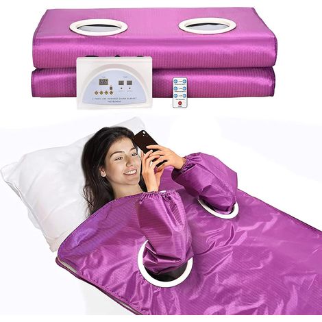 2 Zones Couverture Sauna Infrarouge, Far Infrared Sauna Blanket, Portatif Couverture Thermique de Thérapie Infrarouge Lointain Home Spa pour Désintoxication Fitness Beauté (1/5)