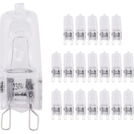 Ampoule halogène,Lot de 20 Ampoules HalogèNes G9, Lampes HalogèNes Transparentes 40 W à Intensité Variable, Blanc Chaud 2800 K pour Lustres, Pendentifs, LumièRes de Paysage (1/5)
