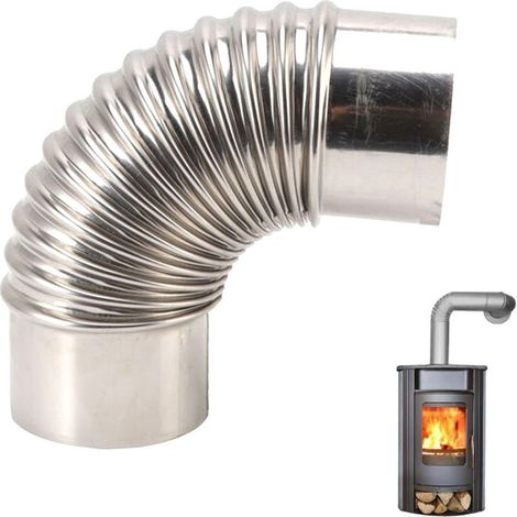Tuyau Inox 90° pour Cheminée - Acier Inoxydable Résistant aux Hautes Températures (1/5)