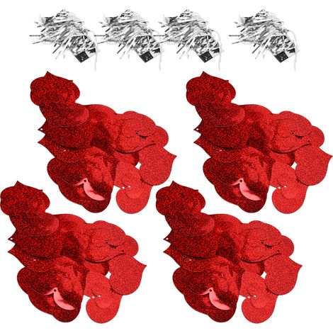 Décorations de Noël rouges en forme de cœur, ornements en aluminium brillant, guirlandes suspendues réutilisables et raffinées pour sapin, fêtes et cadeaux, lot de 2 pièces (1/5)