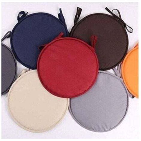 Set of 4 Round Cushions Round Chair Cushion for Dining Room Table and Chair with Drawstring 38cm (Dark Grey) (1/4)