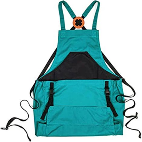 Delantal de jardinería - Delantal - Jardinero - Con correa ajustable en la entrepierna y bolsillo extragrande - Tela Oxford - Azul y negro - 5060 cm - 5060 cm (1/2)