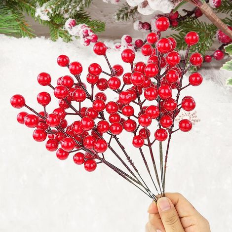 Rameaux De Baies Rouges - 24 Pièces - 16 Cm - Décoration De Sapin De Noël Et Couronnes - Artificiels (1/4)