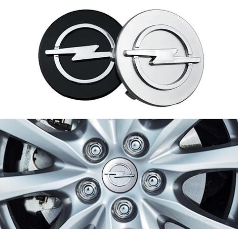 Lot de 4 enjoliveurs Opel / emblèmes de jante - B 83 64 mm - Argent 83 64 mm - Argent (1/5)