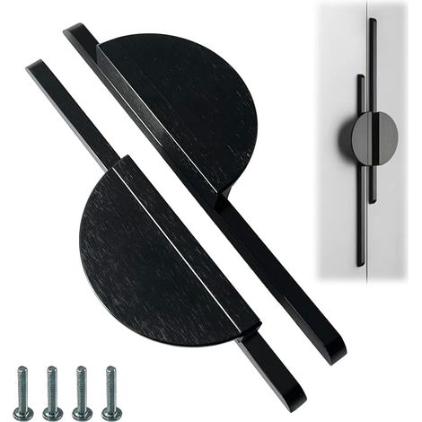 2 Pièces Poignées D'armoire Noires en Demi-Cercle, 160mm Poignée Meuble Noir, Poignées Cuisine Noir, avec Vis, pour Cuisine, Armoire, Commode, Penderie (1/5)